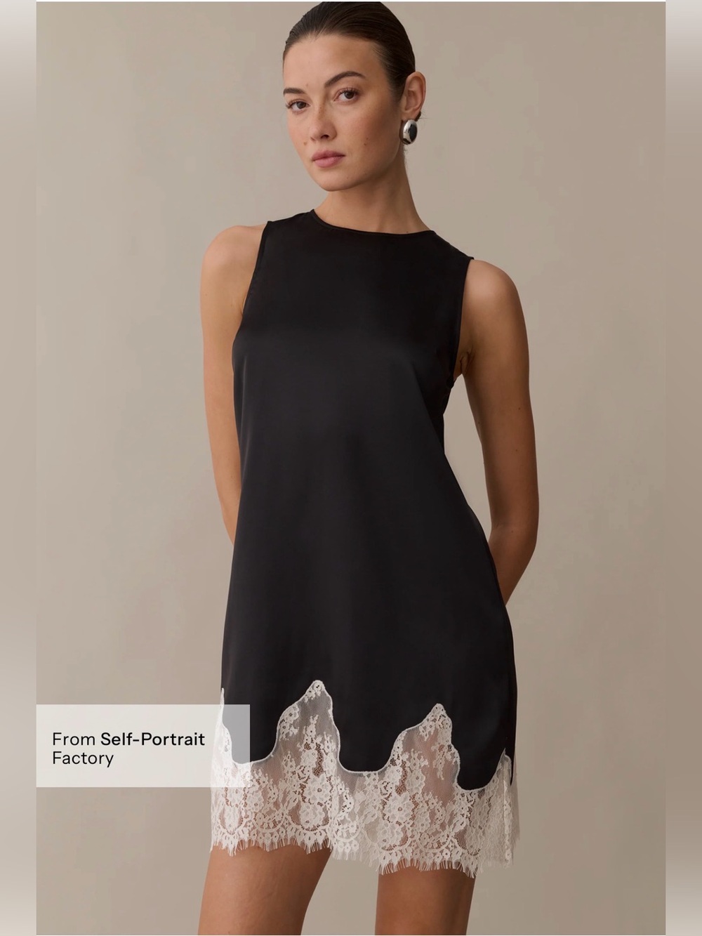 Few Moda Yasmin Black Satin Lace Mini Dress NWT Size M
